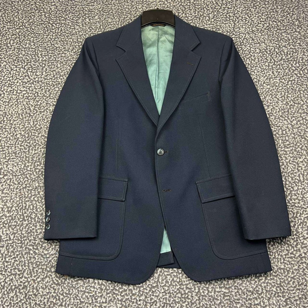 Vintage Joe Namath Harris & Frank Men Navy Blue 2 Button Blazer Sport Coat